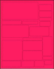 Sheet of Various Custom Fluorescent Pink labels