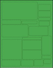 Sheet of Various Custom True Green labels