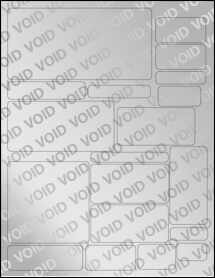 Sheet of Various Custom Void Silver Polyester labels