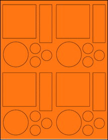 Sheet of 2.6528" x 2.6667" Fluorescent Orange labels