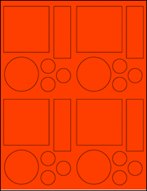 Sheet of 2.6528" x 2.6667" Fluorescent Red labels