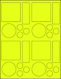 Sheet of 2.6528" x 2.6667" Fluorescent Yellow labels