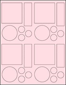 Sheet of 2.6528" x 2.6667" Pastel Pink labels