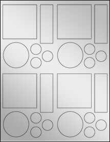 Sheet of 2.6528" x 2.6667" Silver Foil Laser labels