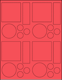 Sheet of 2.6528" x 2.6667" True Red labels