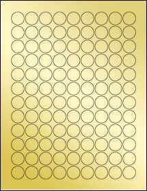 Sheet of 0.75" Circle Gold Foil Laser labels