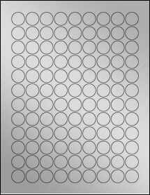Sheet of 0.75" Circle Weatherproof Silver Polyester Laser labels