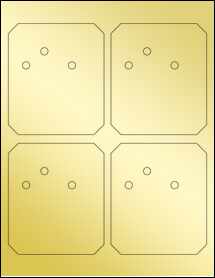 Sheet of 3.8197" x 4.4307" Gold Foil Inkjet labels