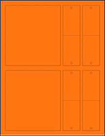 Sheet of 4.5" x 4.9" Fluorescent Orange labels
