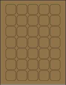 Sheet of 1.3125" x 1.3125" Brown Kraft labels