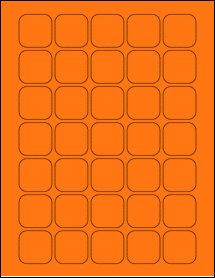 Sheet of 1.3125" x 1.3125" Fluorescent Orange labels