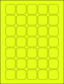 Sheet of 1.3125" x 1.3125" Fluorescent Yellow labels