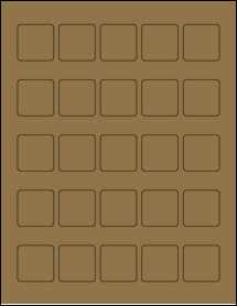 Sheet of 1.3125" x 1.3125" Brown Kraft labels