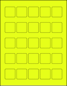 Sheet of 1.3125" x 1.3125" Fluorescent Yellow labels