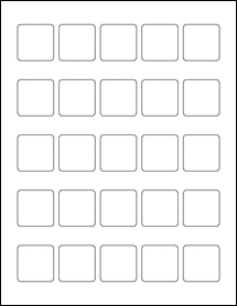 Sheet of 1.3125" x 1.3125" Weatherproof Polyester Laser labels