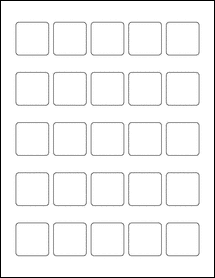 Sheet of 1.3125" x 1.3125" Weatherproof Gloss Inkjet labels