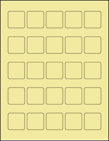 Sheet of 1.3125" x 1.3125" Pastel Yellow labels