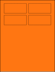 Sheet of 3.5" x 1.5" Fluorescent Orange labels