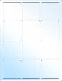 Sheet of 2.5" x 2.5" White Gloss Laser labels