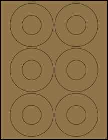 Sheet of 3.4375" Circle Brown Kraft labels