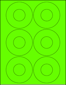 Sheet of 3.4375" Circle Fluorescent Green labels