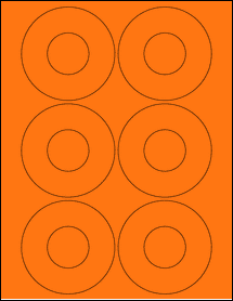 Sheet of 3.4375" Circle Fluorescent Orange labels