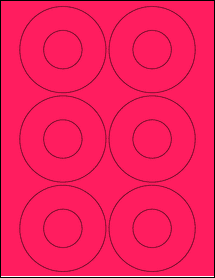 Sheet of 3.4375" Circle Fluorescent Pink labels