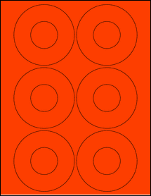 Sheet of 3.4375" Circle Fluorescent Red labels