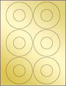 Sheet of 3.4375" Circle Gold Foil Inkjet labels