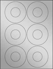 Sheet of 3.4375" Circle Weatherproof Silver Polyester Laser labels