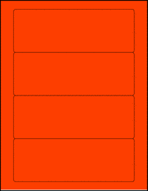 Sheet of 7" x 2.5" Fluorescent Red labels