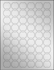 Sheet of 1.1486" x 1.0302" Silver Foil Inkjet labels