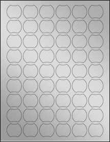 Sheet of 1.1486" x 1.0302" Weatherproof Silver Polyester Laser labels