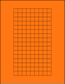 Sheet of 0.55" x 0.55" Fluorescent Orange labels