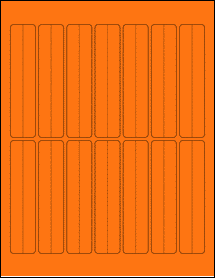 Sheet of 1" x 4.5" Fluorescent Orange labels