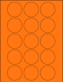 Sheet of 2" Circle Fluorescent Orange labels