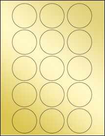 Sheet of 2" Circle Gold Foil Laser labels