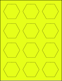 Sheet of 2.25" x 2" Fluorescent Yellow labels