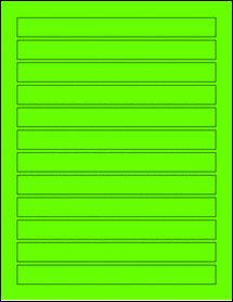 Sheet of 7.3125" x 0.7" Fluorescent Green labels