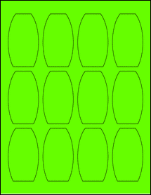 Sheet of 1.7259" x 3" Fluorescent Green labels