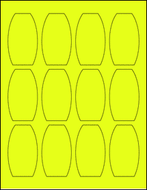 Sheet of 1.7259" x 3" Fluorescent Yellow labels