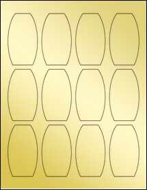 Sheet of 1.7259" x 3" Gold Foil Inkjet labels