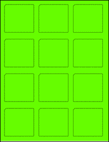 Sheet of 2.311" x 2.1736" Fluorescent Green labels