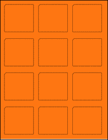 Sheet of 2.311" x 2.1736" Fluorescent Orange labels