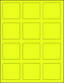 Sheet of 2.311" x 2.1736" Fluorescent Yellow labels