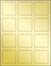 Sheet of 2.311" x 2.1736" Gold Foil Laser labels