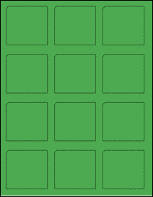 Sheet of 2.311" x 2.1736" True Green labels