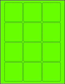 Sheet of 2.375" x 2.5" Fluorescent Green labels