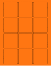 Sheet of 2.375" x 2.5" Fluorescent Orange labels