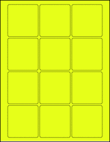 Sheet of 2.375" x 2.5" Fluorescent Yellow labels